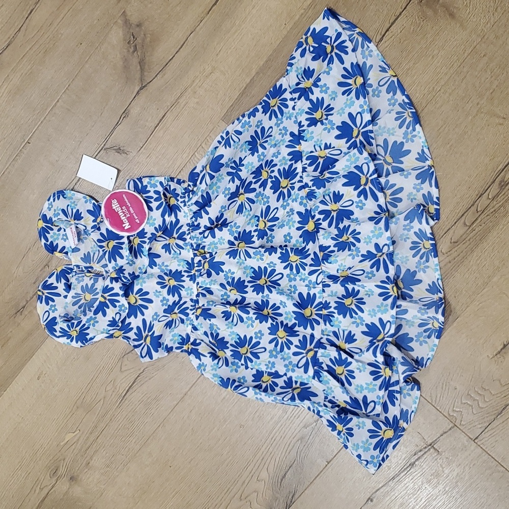 Summer Dress w Blue Flowers‎